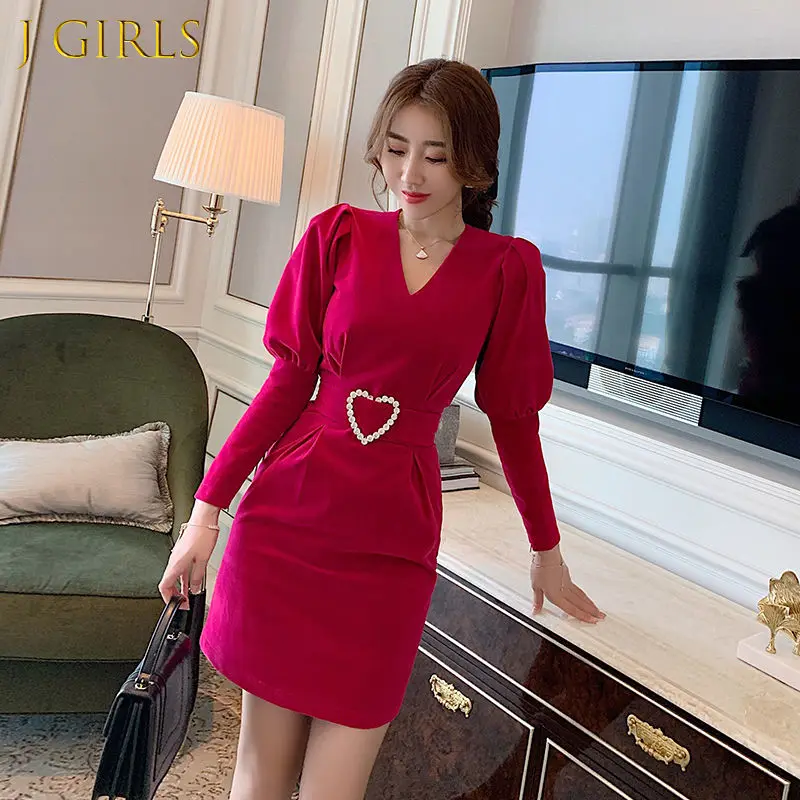 

J GIRLS LDYRWQY женские новые модные французские темпераментные платья с длинным рукавом женское пикантное офисное женское платье