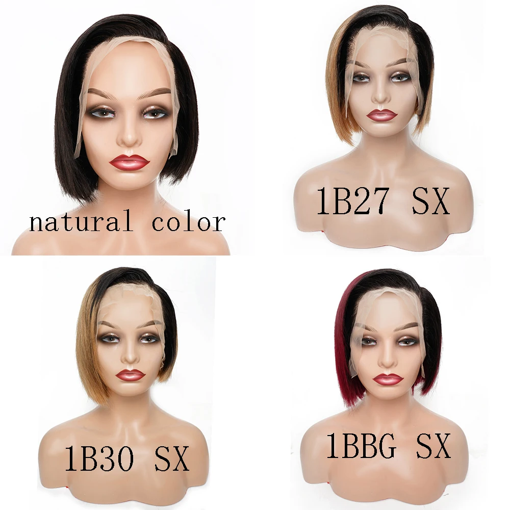 

10 Inch Short Bob Human Hair Wigs For Black Women Brazilian Straight 4*13 Lace Frontal Wig PrePlucked Natural Color Lace Wigs