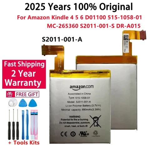 100% оригинальный аккумулятор емкостью 890 мАч для Amazon Kindle 4 5 6 D01100 515-1058-01 MC- 265360   S2011-001-S DR-A015 Сменная батарея для телефона