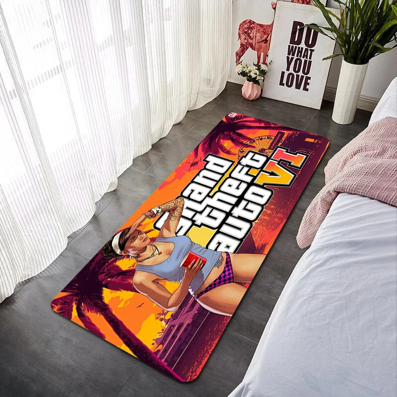 

G-GTA6 Room Mats Grand Theft Autos Kitchen Mat Game Bedrooom Carpet Six Doormat Entrance Door Balcony Rug Foot Mat Floor Mat