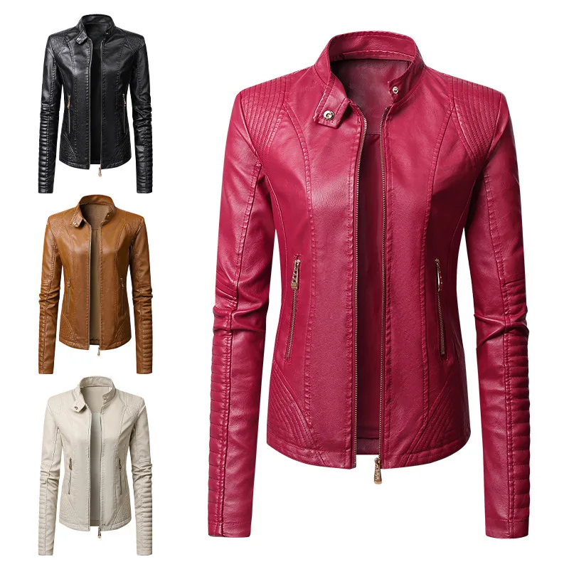 

2022 new European and American women's explosive jacket jacket PU women's leather jacket women's leather jacket women's wear