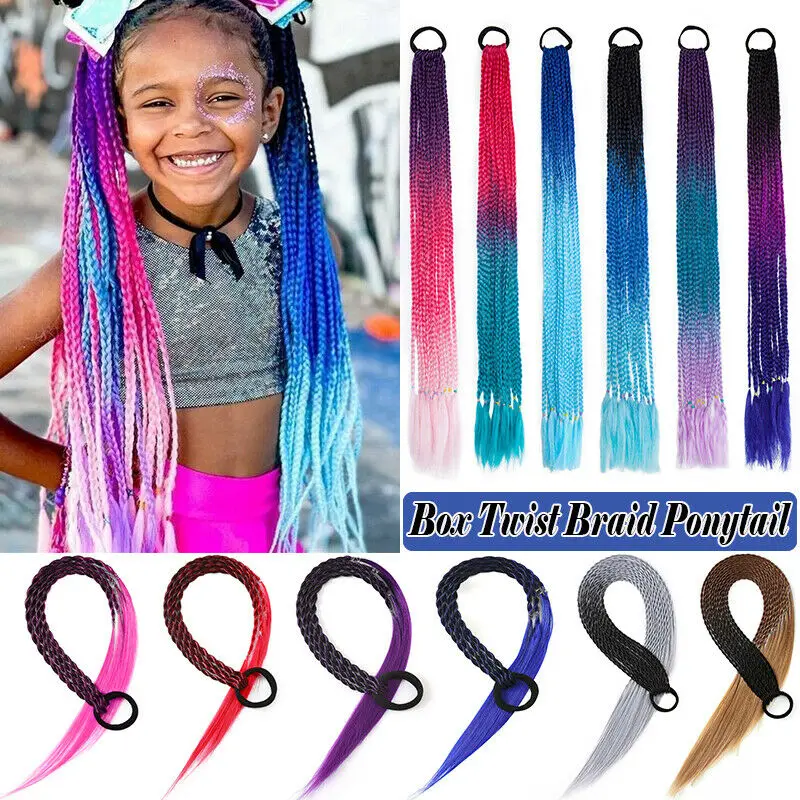 

Synthetic Hair Color Gradient Dirty Braided Ponytail Women Elastic Hair Band Rubber Band Hair Accessories Wig Headband 60cm