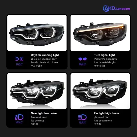 Подходит для светодиодных фар в сборе для BMW серии 4 2014-2019 M3 M4 F32 F80 F82 F33 F83 F36 Модифицированная фара GTS с ложкой DRL