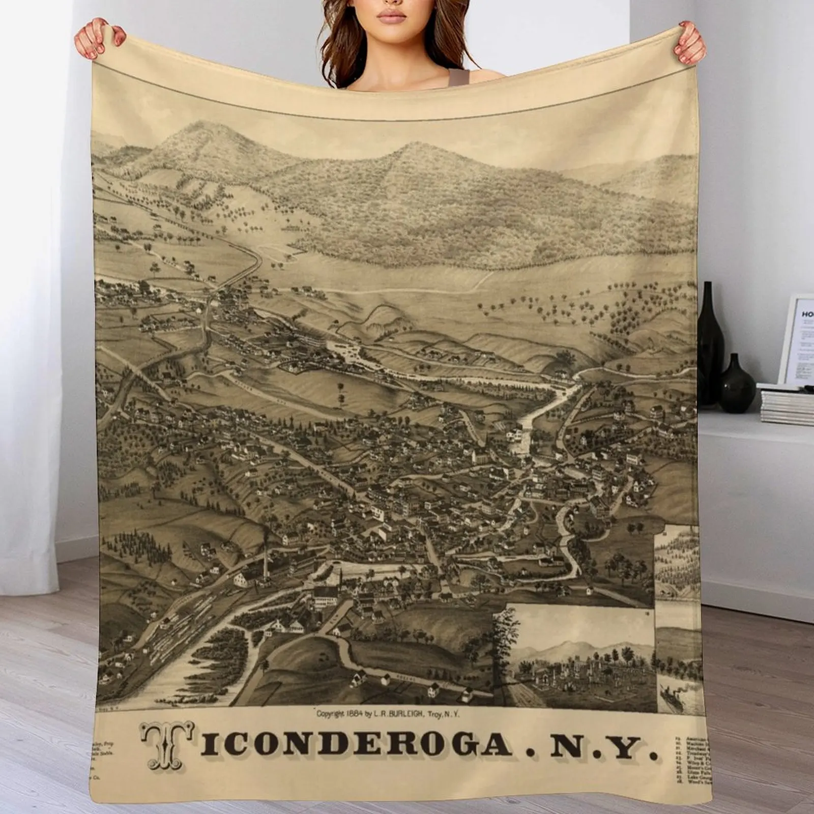 Фото Плед Ticonderoga, Нью-Йорк (1884), мягкий и теплый плед, подарок для мужчин, женщин и взрослых. №1