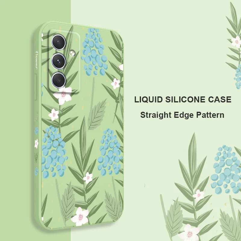 Чехол с цветами черники для Samsung A54 A34 A24 A14 A04 A04E A73 A53 A33 A23 A13 A03 A72 A52 A52S A32 A22 A12 A71 A51 A21 S 4G