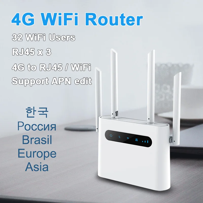 

4G wifi router SIM card lte cpe 300m CAT4 32 wifi users RJ45 WAN LAN indoor wireless modem Hotspot dongle