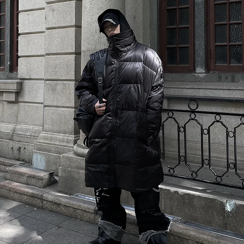 PFNW Нишевый воротник-стойка оверсайз теплый длинный пуховик мужской черный