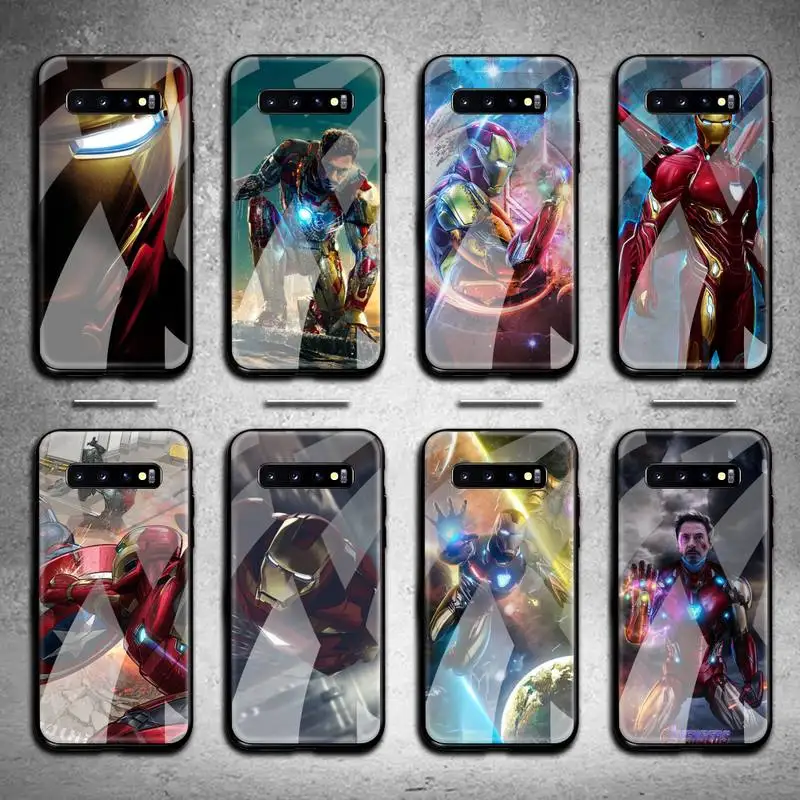 

Marvel Superhero Iron Man Phone Case Tempered Glass For Samsung S20 Plus S7 S8 S9 S10 Note 8 9 10 Plus
