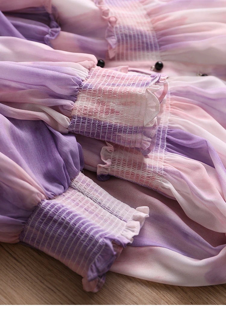 Женское богемное Платье с принтом длинным рукавом и галстуком-бабочкой - купить