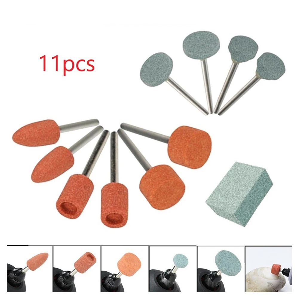 

11pcs Polishing Head Wheel Head Abrasive Mounted Stone For Rotary Power Tools Electric Grinding Stone Wheel Abrasive Tools