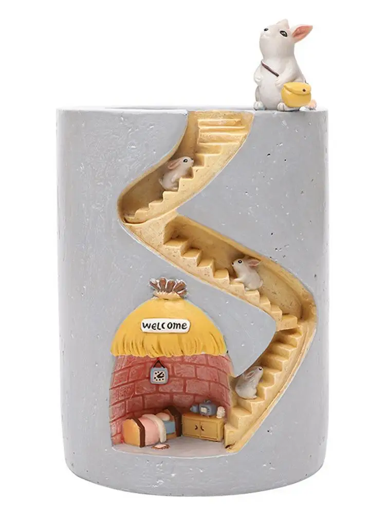 

Цветочный горшок с кроликом, технические горшки 4,33 дюйма, милый цветочный горшок с милым Кроликом, дизайнерские лестницы для домашнего деко...