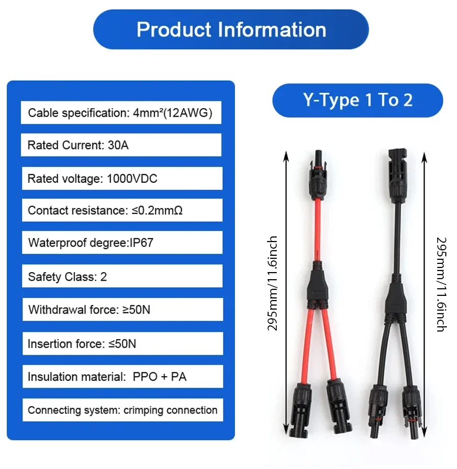 

Параллельный разъем MC 4 мм2 1000В для солнечных панелей CNH