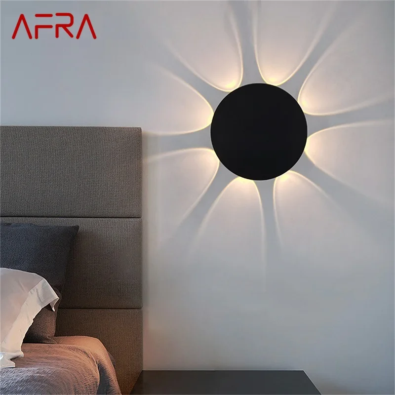 

AFRA Black Wall Sconces Lamp Contemporary Round Light Fixtures for Home Indoor Living Room Decoration