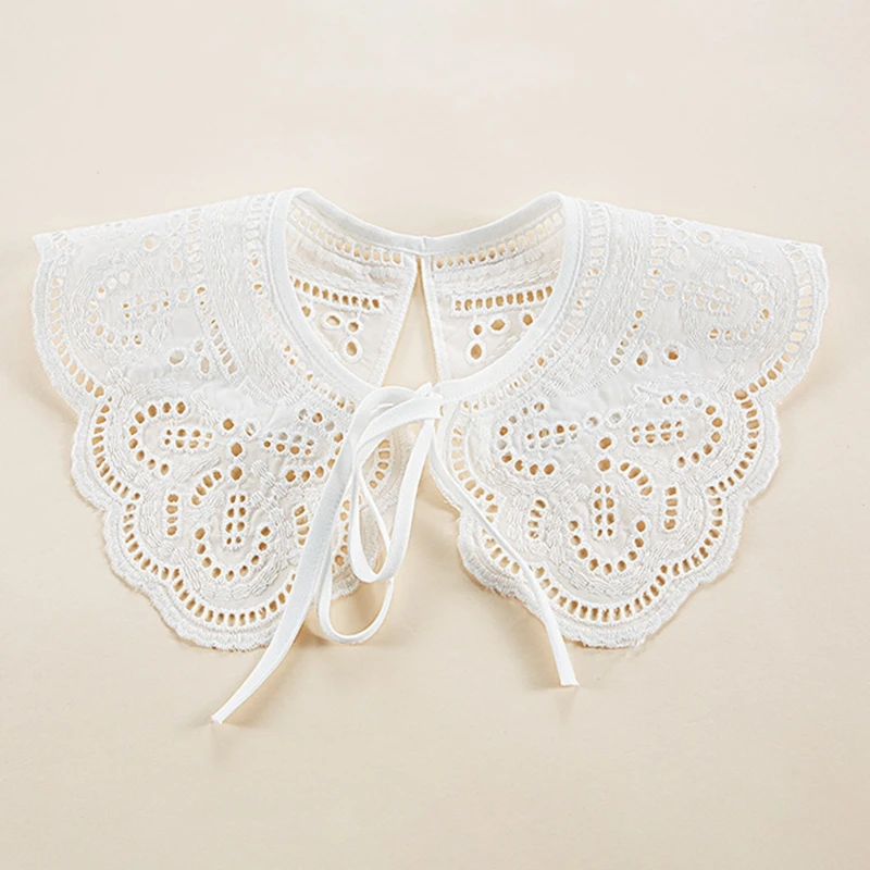 

Womens Hollow Out Dragonfly White False Fake Collar Jacquard Floral Lace Big Shawl Necklace Short Poncho Capelet