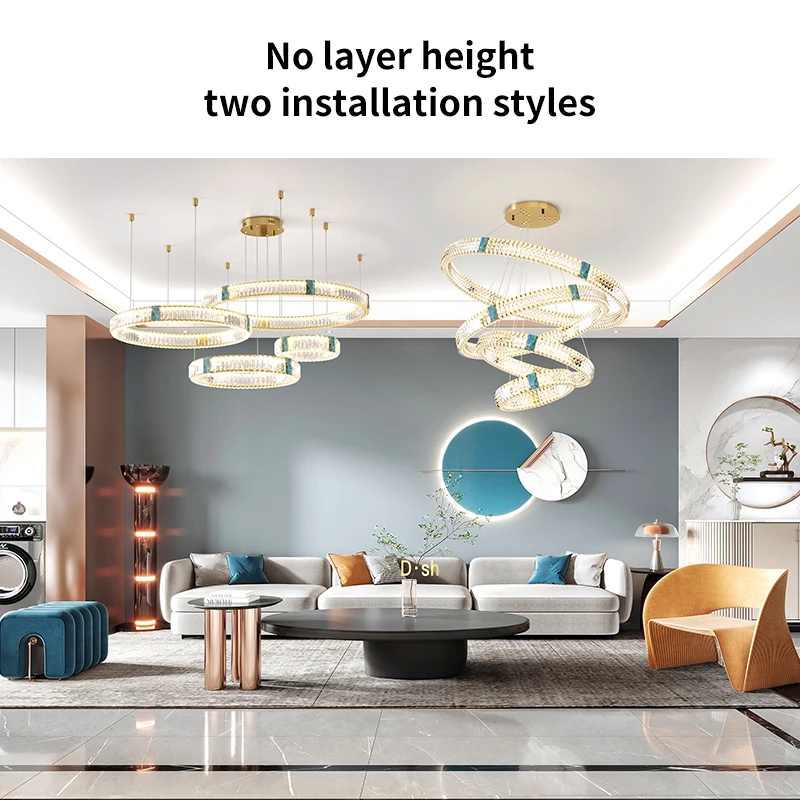 

Duplex Building Crystal Chandelier High-rise Modern Light Luxury Living Room Hollow Staircase Long Chandelier Hollow LOFT Large