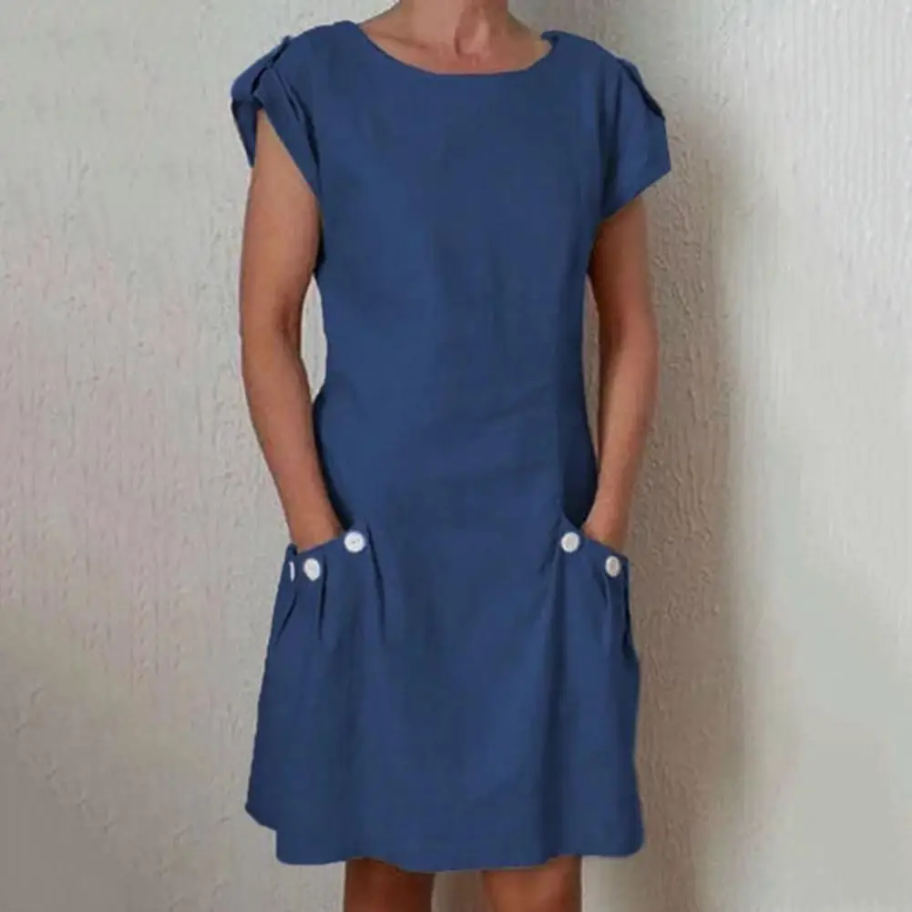 

Fashion Dress A-Line Pullover Plus Size Double Pocket Casual Dress Streetwear