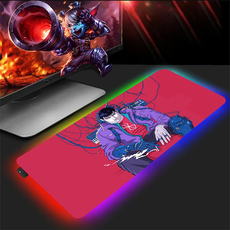 

Светодиодный коврик для мыши Berserk RGB, коврик для мыши Xxl, аксессуары для ПК, Игровая клавиатура, настольный защитный коврик, большая игровая Р...