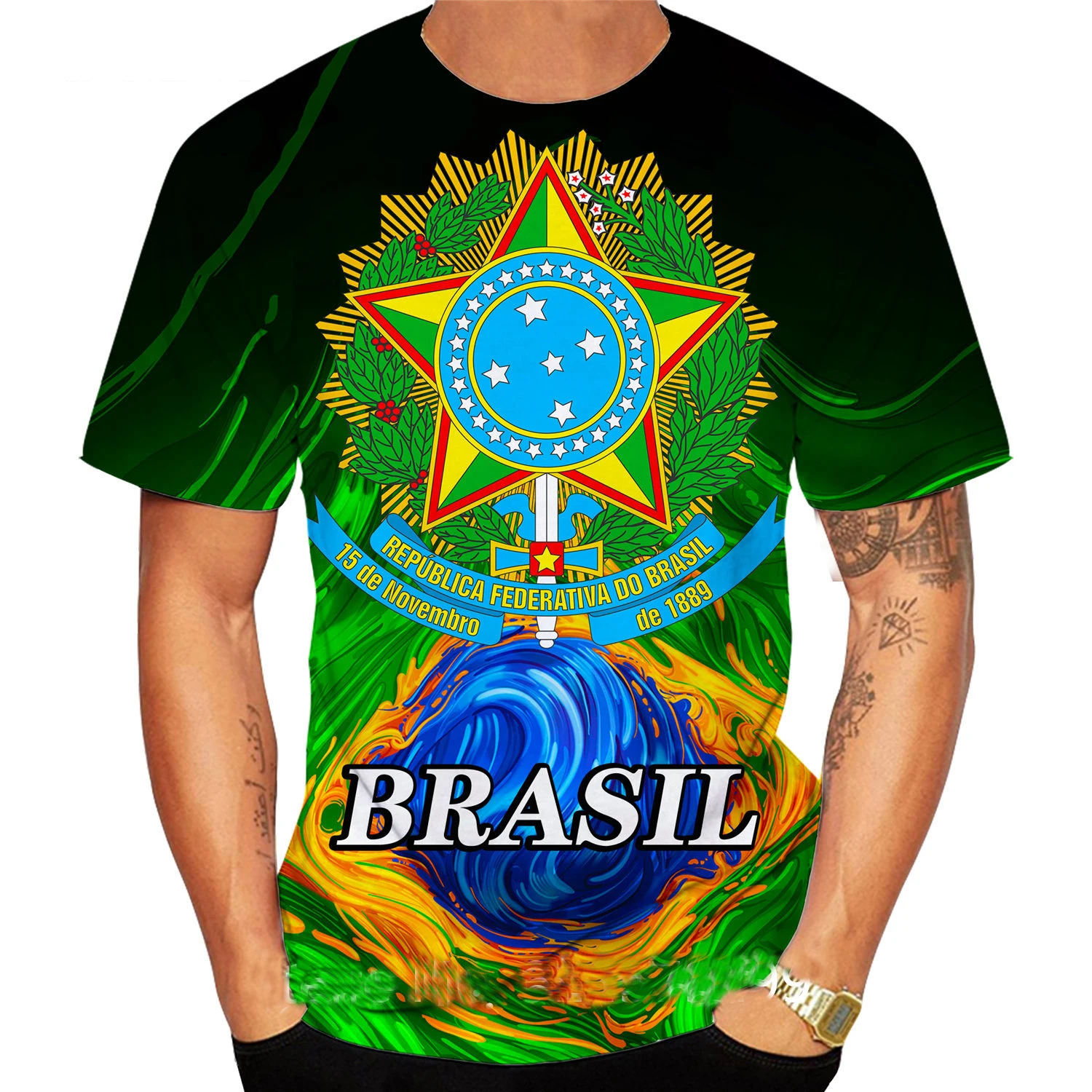 

2022 Brazil Flag Shirt 3d Print Summer Short Sleeve Tee Cool High Quality Unisex Brazil Selection Shirt Top O-neck Men Clothing