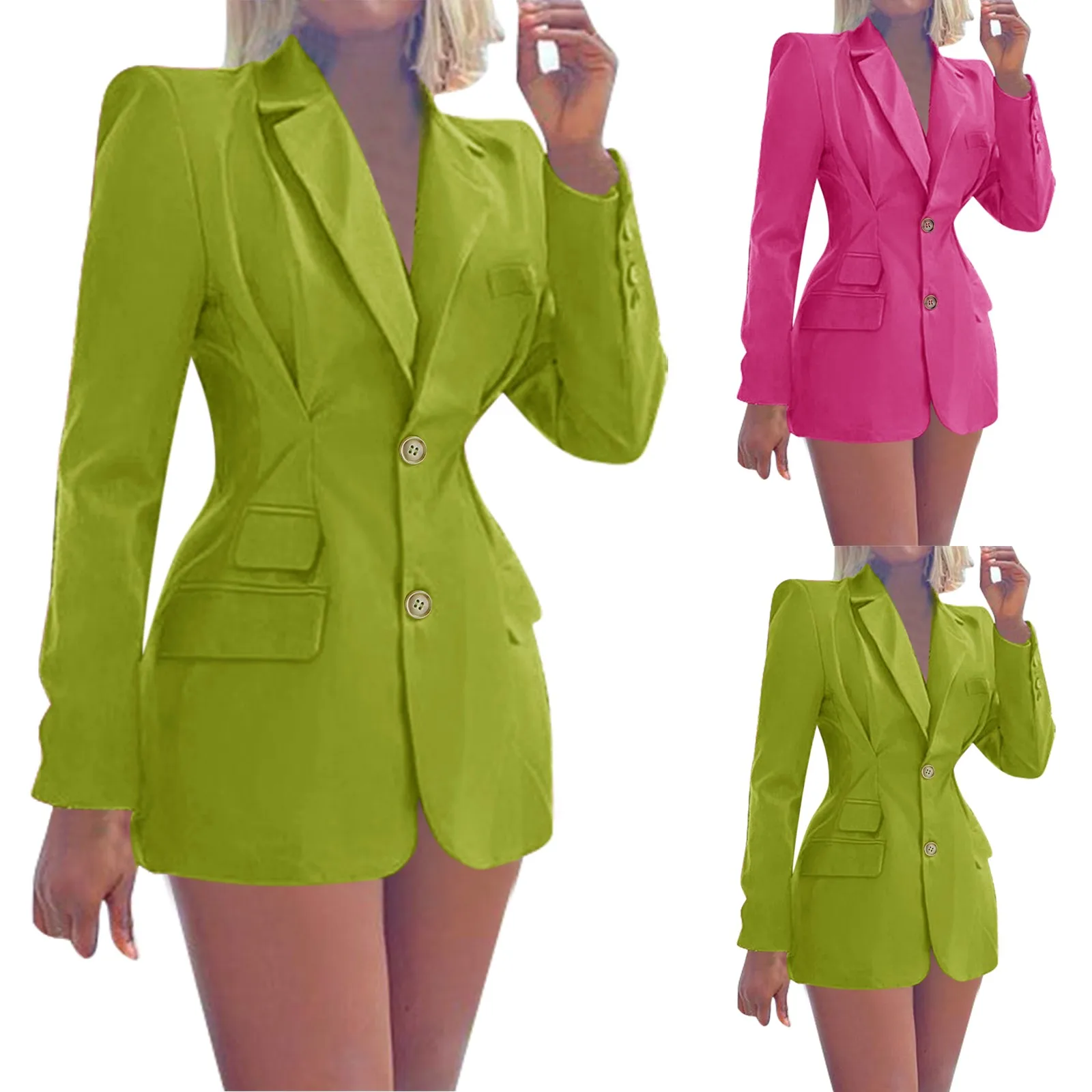 2022 New Candy Color Solid Long Sleeve Slim Temperament Suit Coat Graphic Japanese style Gothic Outfits