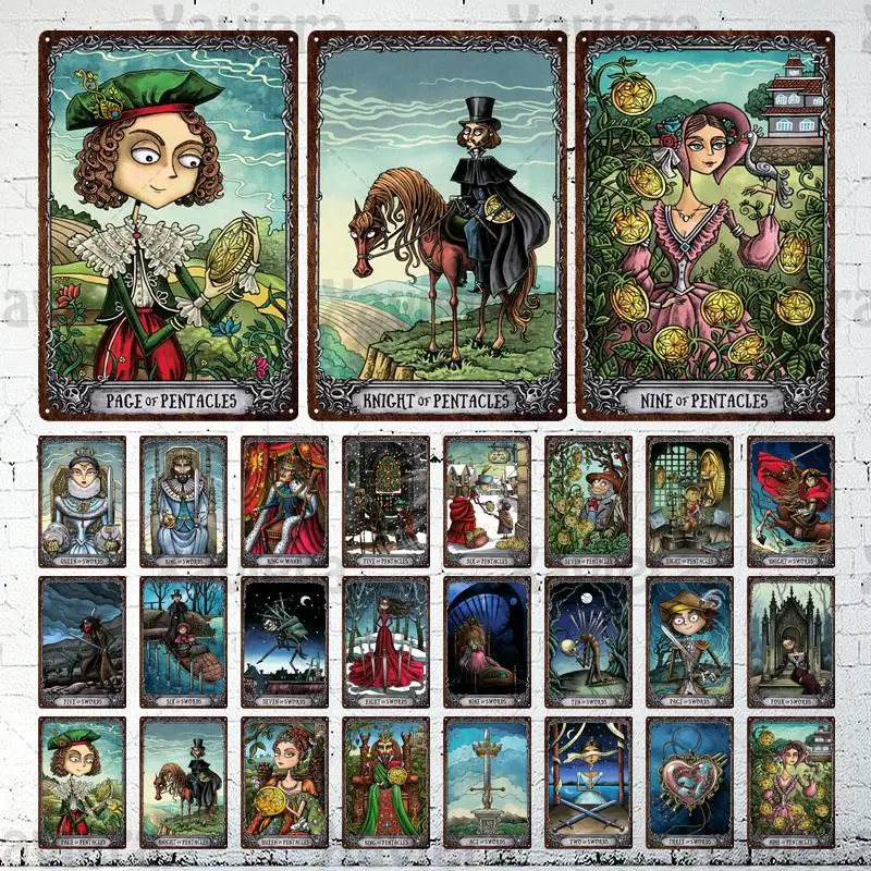 

Tarot Cards Vintage Poster Tin Sign Metal Sign Retro Wall Art Dark Mansion Metal Iron Plate Cafe Bar Game Club Shop Home Decor