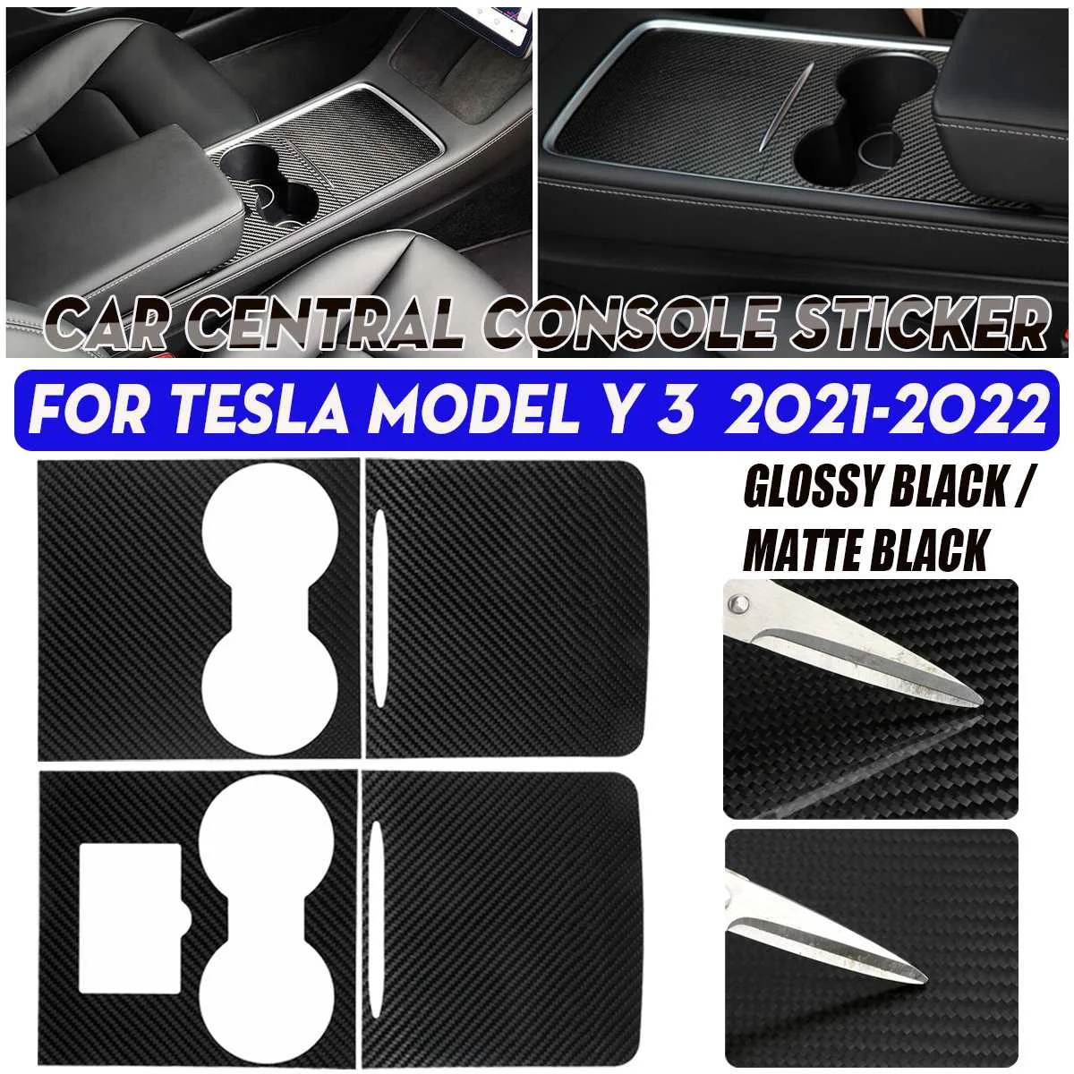 

2 шт./компл. Автомобильная Центральная панель управления Наклейка Обложка отделка углеродное волокно для Tesla Model Y 3 2021 2022 автостайлинг