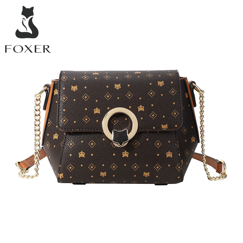 foxer women crossbody shoulder bag pvc material fashion messenger bags simple office bag lady brand logo printing mini chain bag free global shipping