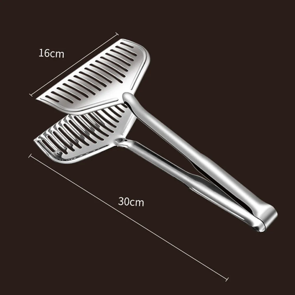 

Серебряные щипцы для барбекю, лопата для жарки, стандартная кухонная утварь, многофункциональная посуда из нержавеющей стали для барбекю, хлеба