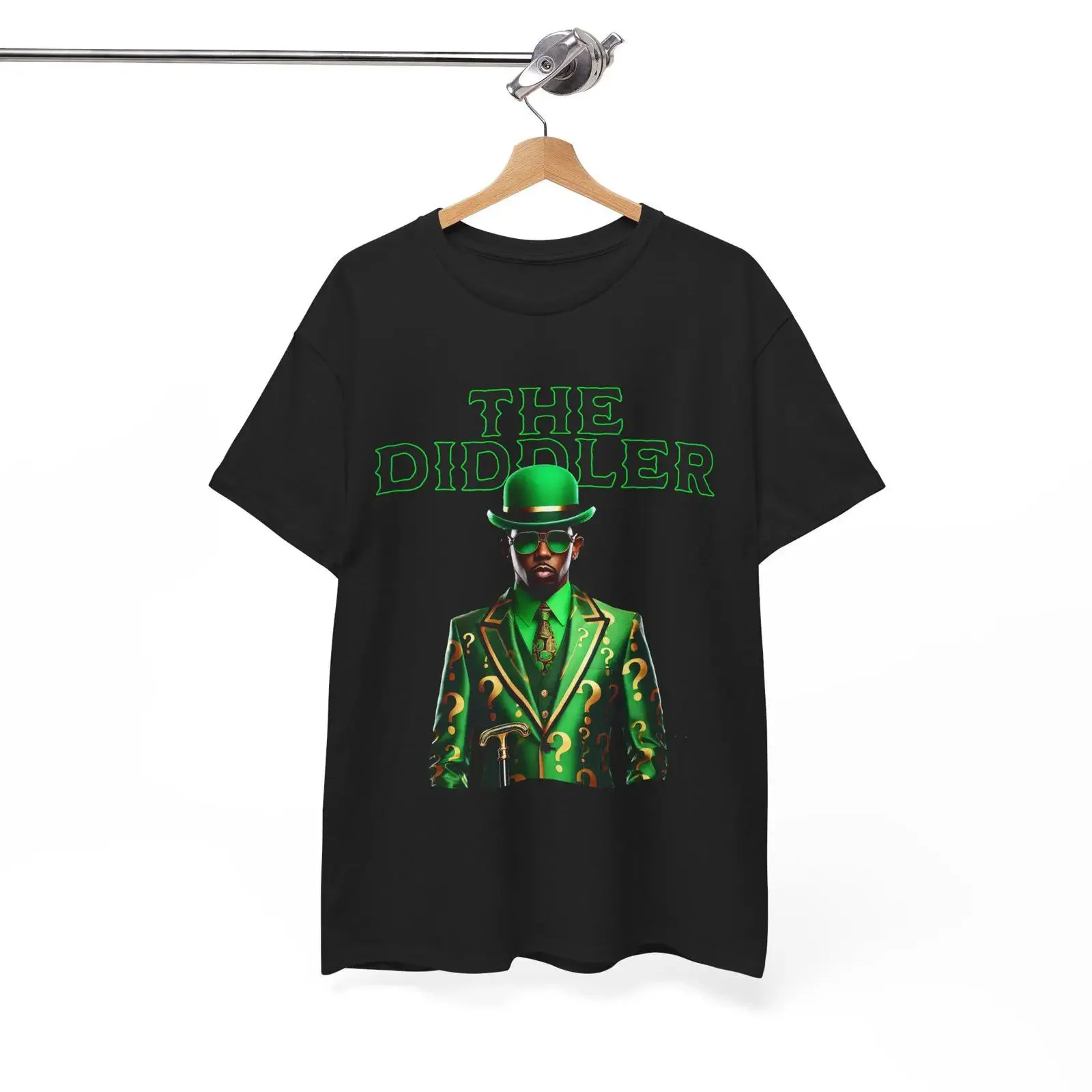 Фото Футболка The Diddler P Diddy с забавным мемом, пародия на Riddler, Puff Daddy, хип-хоп, юмор, из плотного хлопка, винтажная, дизайнерская одежда с эффектом потертости №1