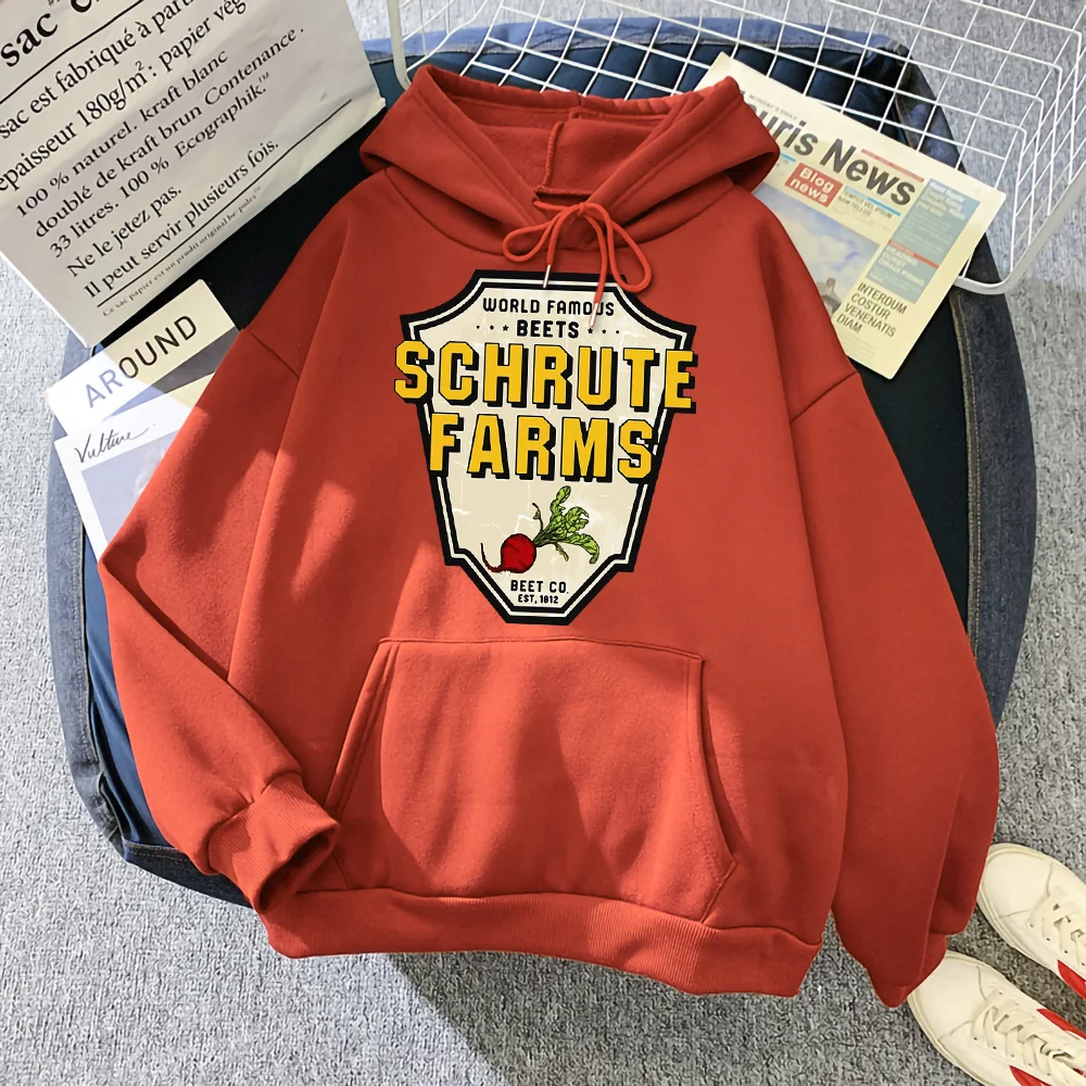 

World Famous Beets Schrute Farms Crop Printing Man Hooded Autumn Fleece Warm Clothes Street Vintage Pullover Men Sweatshirts