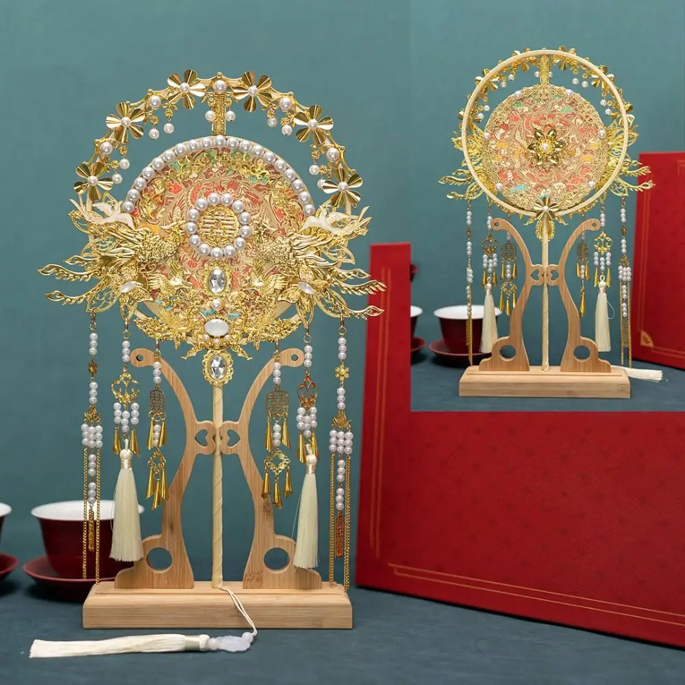 Элегантный веер в китайском стиле для свадебной группы с узором Феникса Xiuhe