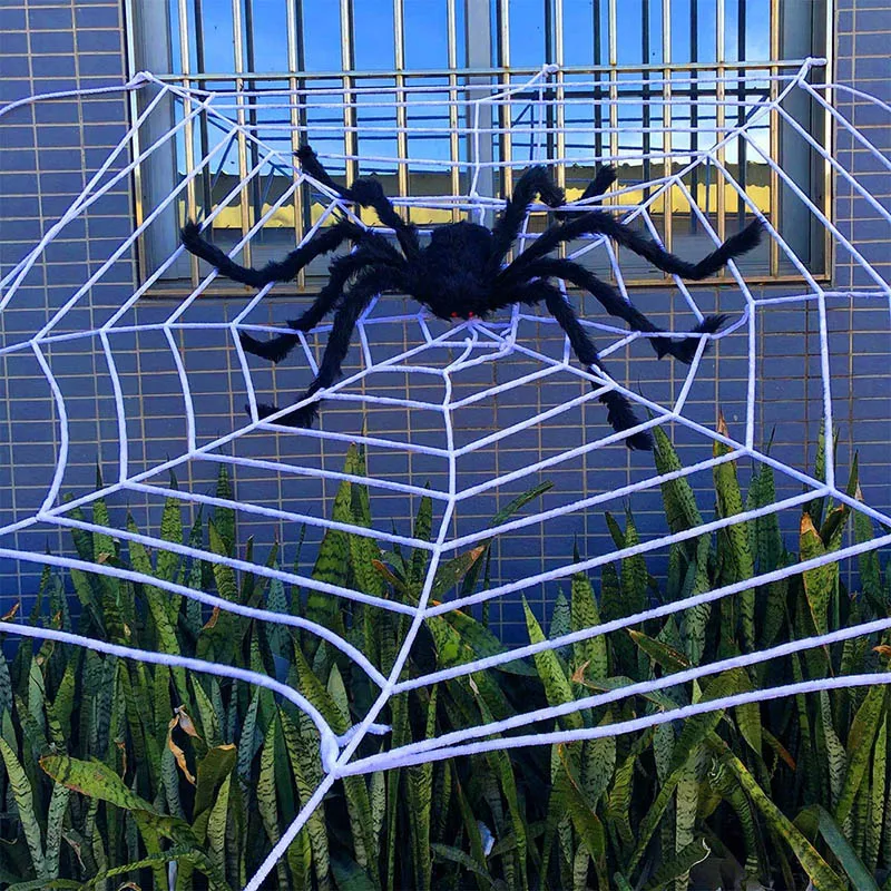 

1.5M 2.5M Halloween Giant Spider Web Decoration Black White Stretchy Cobweb Party Indoor Outdoor Haunted House Home Decoration