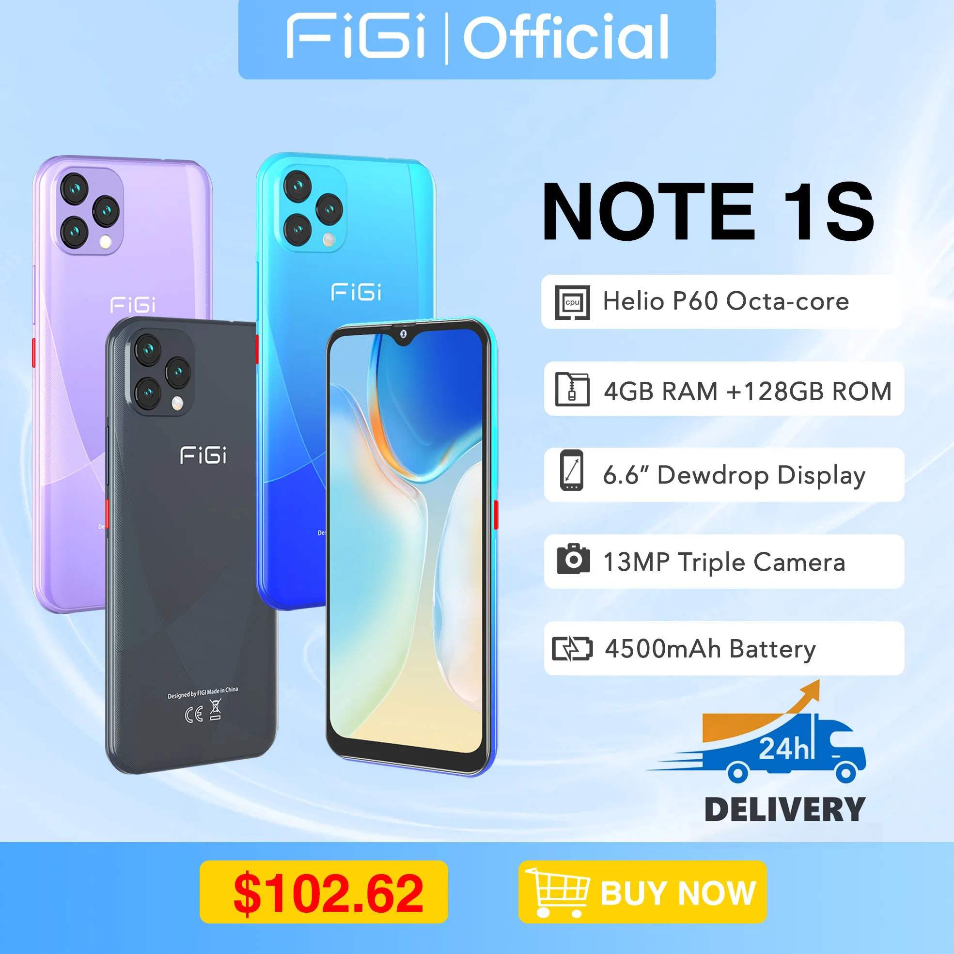 

[World Premiere]FIGI NOTE 1S Smartphone 4GB 128GB Cell Phone Android 6.6" HD+ Display Octa Core 13MP 4500mAh Battery Cellphones
