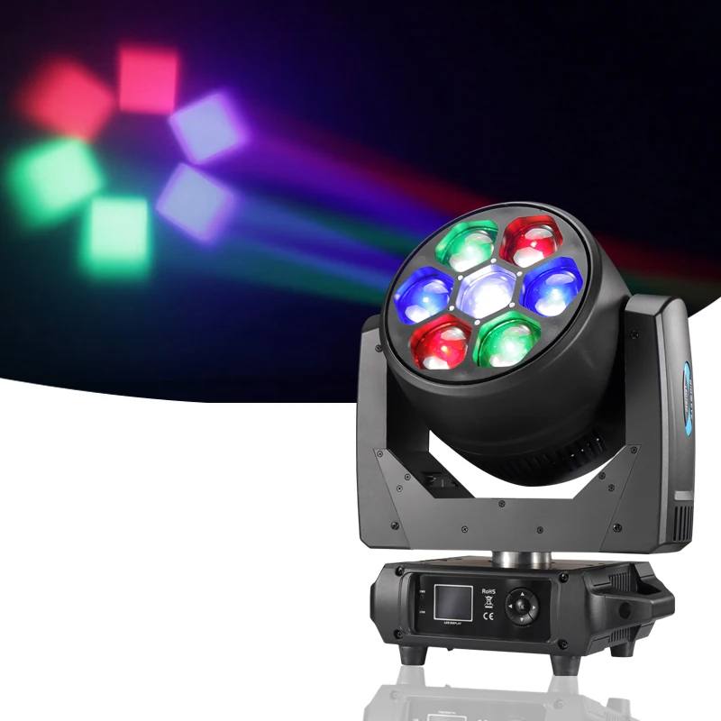

HOT Stage bar dj light RGBW 4IN1 7pcs 40w LED beam Zoom Wash Moving Head Light of stage bar dj