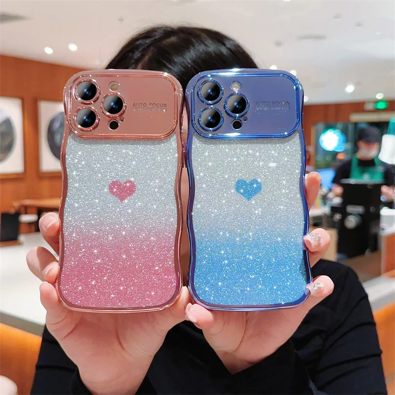 Роскошный чехол с жидкостными линзами полным покрытием волнистый мягкий