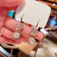 fashion personality shiny butterfly rhinestone dangle earrings luxury crystal women elegant long drop pendant earrings jewelry