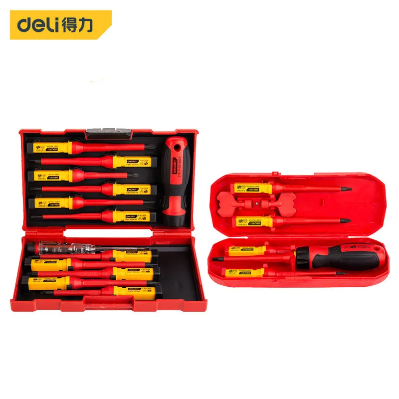 

Deli Hand Tool 1/5/7/12 Pcs 1000V Insulated Screwdriver Set Multifunction Electrician Repair Tools Plier Wire Cable Cutter Knife