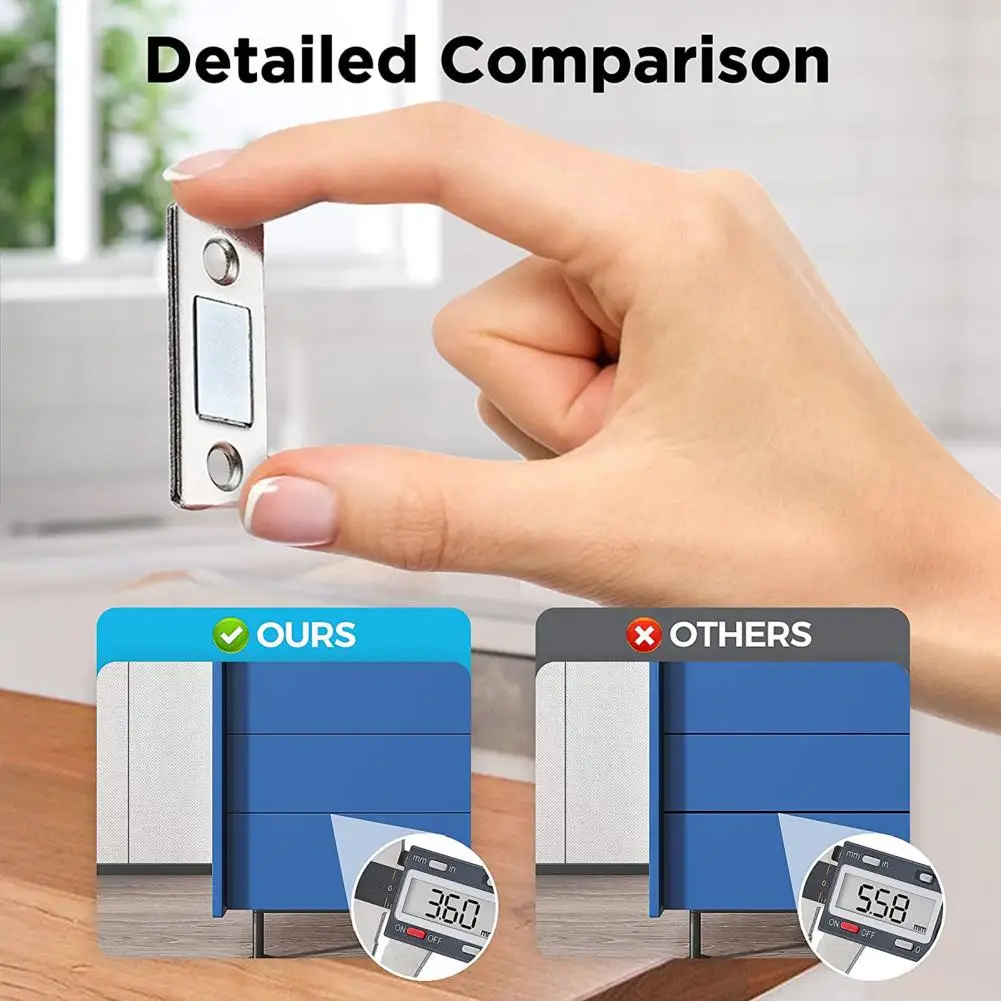 

4 Sets Sturdy Cabinet Latch Manganese Steel Door Stopper Unbreakable Ultra-thin Cabinet Door Suction Keep Safe