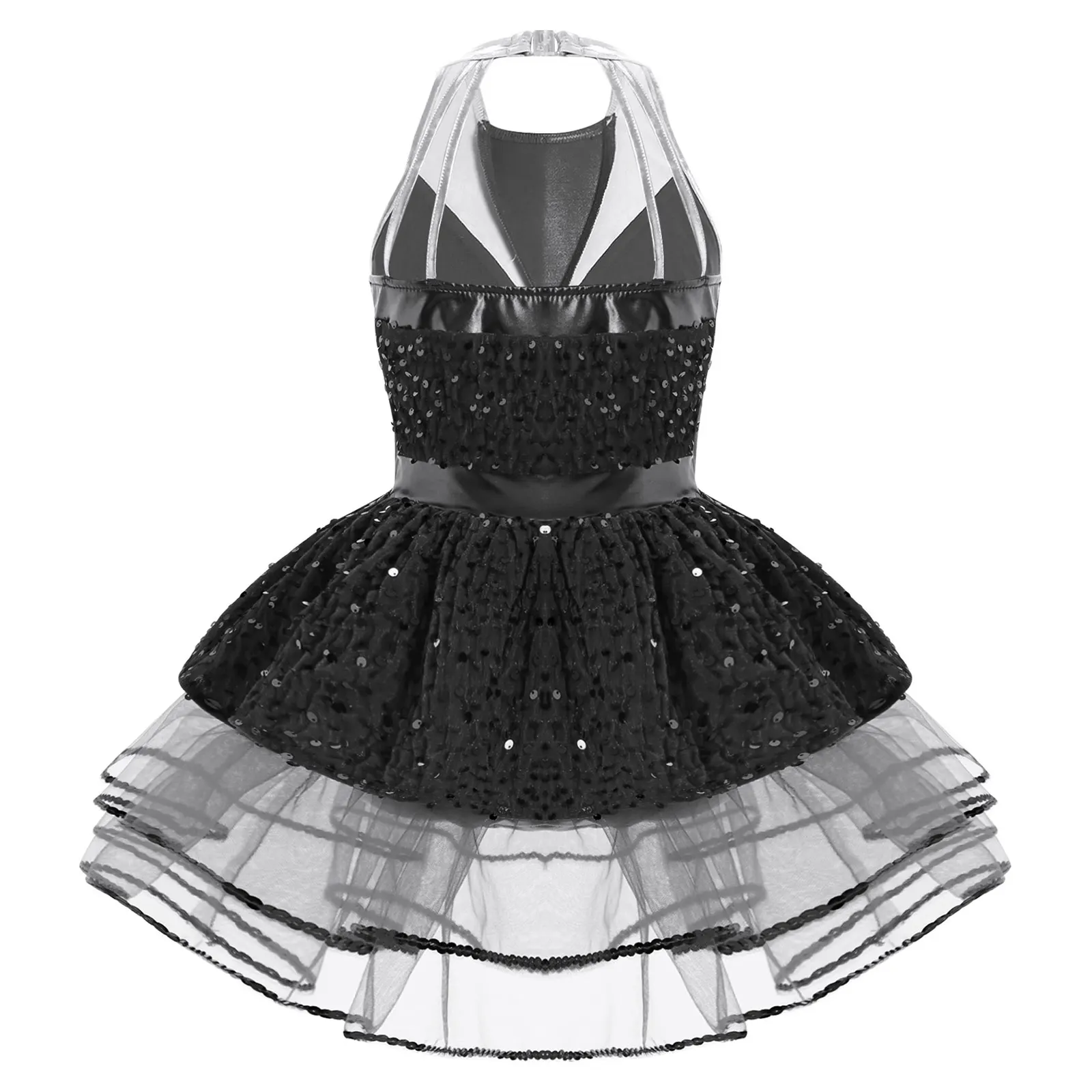 Детское балетное трико с юбкой для девочек платье-пачка блестящими пайетками