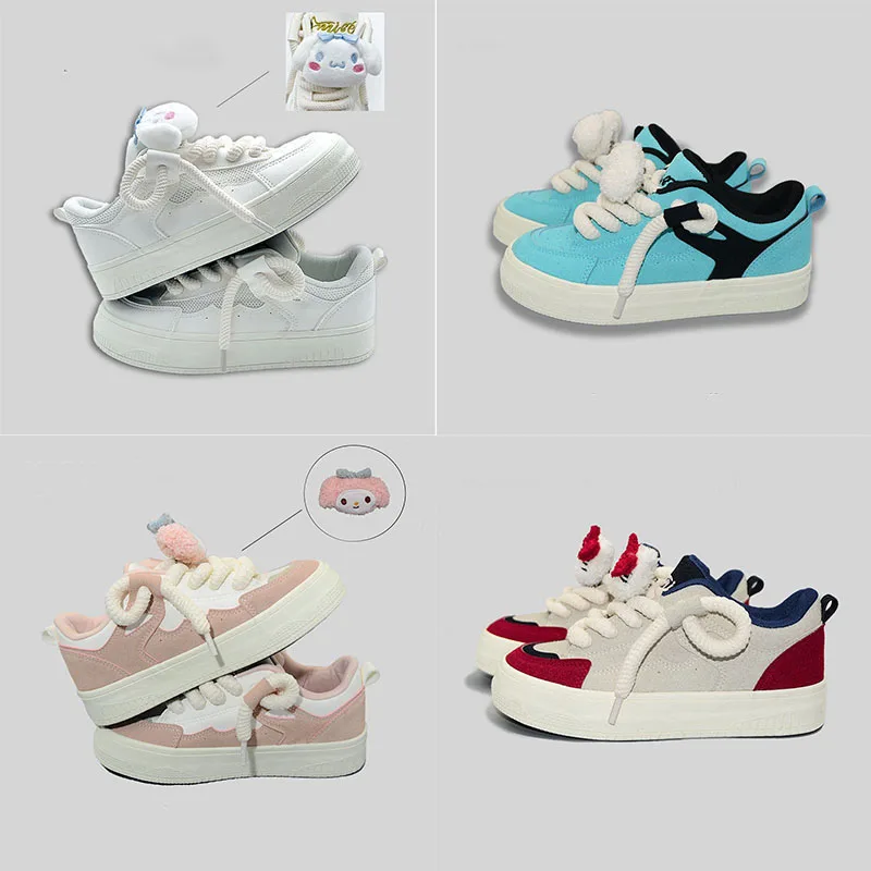 

Кавайная Sanrioed Cinnamoroll My Melody Hellokitty 2023 Новинка креативная Осенняя толстая подошва универсальная повседневная спортивная обувь для скейтборда