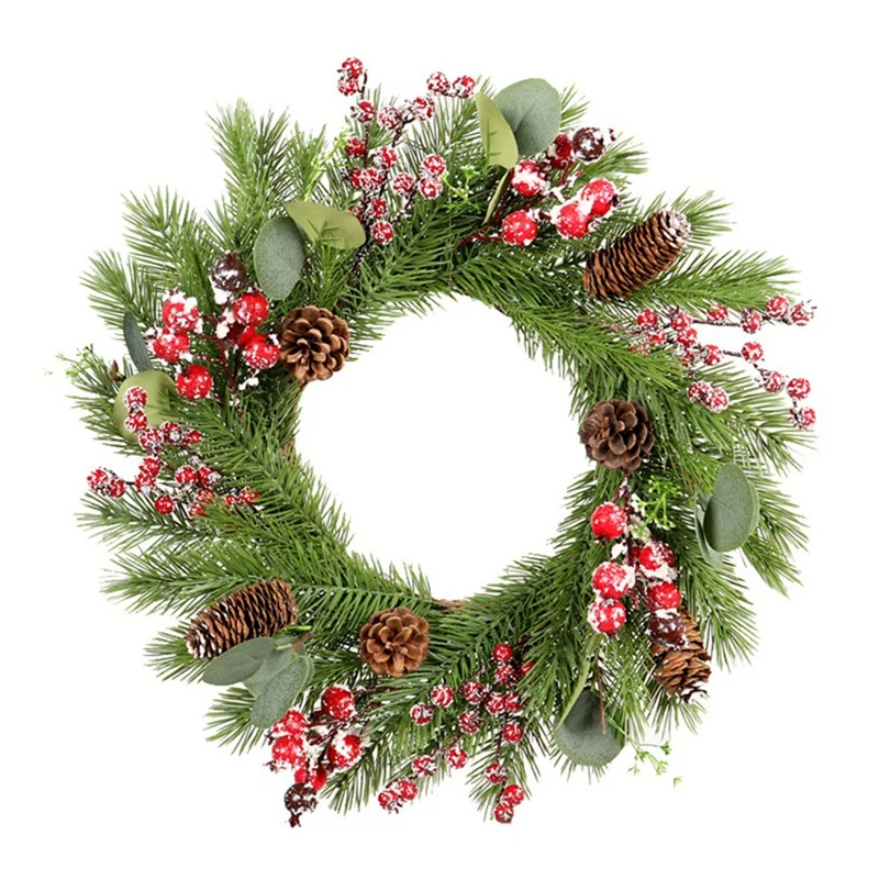 

Pine Wreath, With Pine Cones And Red Berries, Perfect Xmas Decoration For Doorways Windows Walls Fireplaces
