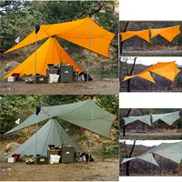 Ultralight 1350g Flysheet 4 Season 10 Person 20D Nylon Two-sided Silicon Coating Rodless Pyramid Large Space Tents Awning Canopy