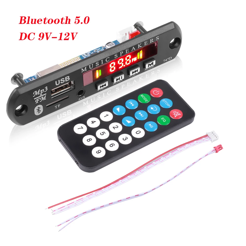 KEBIDU Bluetooth 5.0 płyta dekodera MP3 DC 9V-12V FM moduł radiowy bezprzewodowy samochód odtwarzacz muzyki obsługuje USB karty AUX TF zestaw samochodowy 1 KEBIDU Bluetooth 5.0 płyta dekodera MP3 DC 9V-12V FM moduł radiowy bezprzewodowy samochód odtwarzacz muzyki obsługuje USB karty AUX TF zestaw samochodowy 1