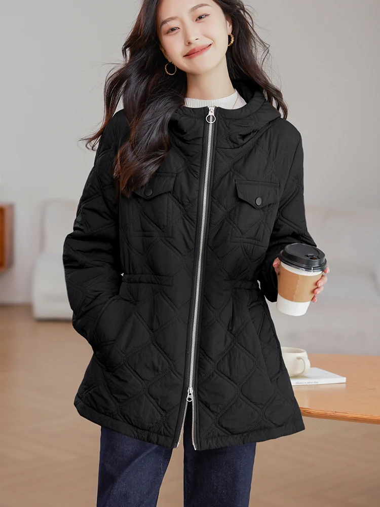 Стеганая верхняя одежда с ромбами женская зимняя новинка 2024 свободная куртка
