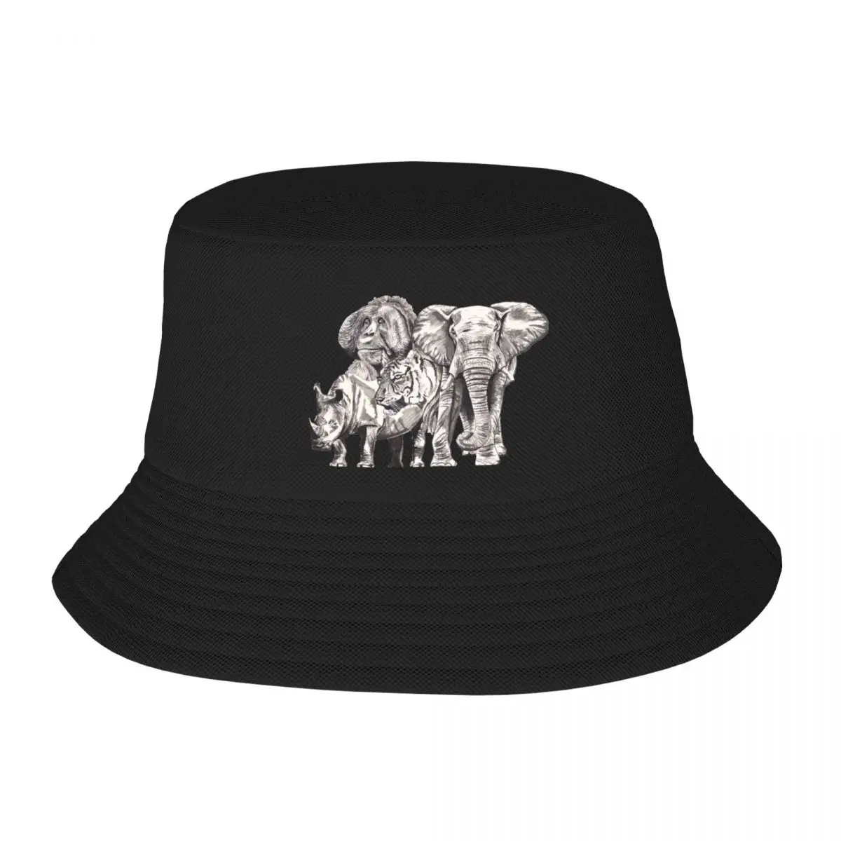 Панама с рисунком мега-фауны в чернилах харизматического героя забавная