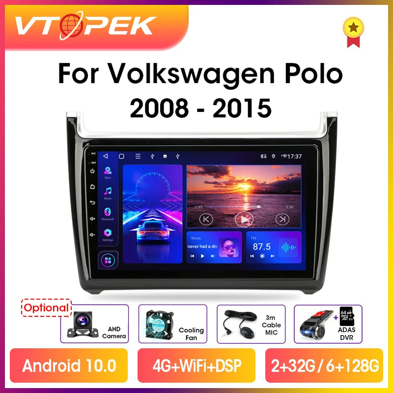 vtopek 9 4g carplay 2din android 11 car radio multimedia video player gps navigation for volkswagen vw polo 2008 2015 head unit free global shipping