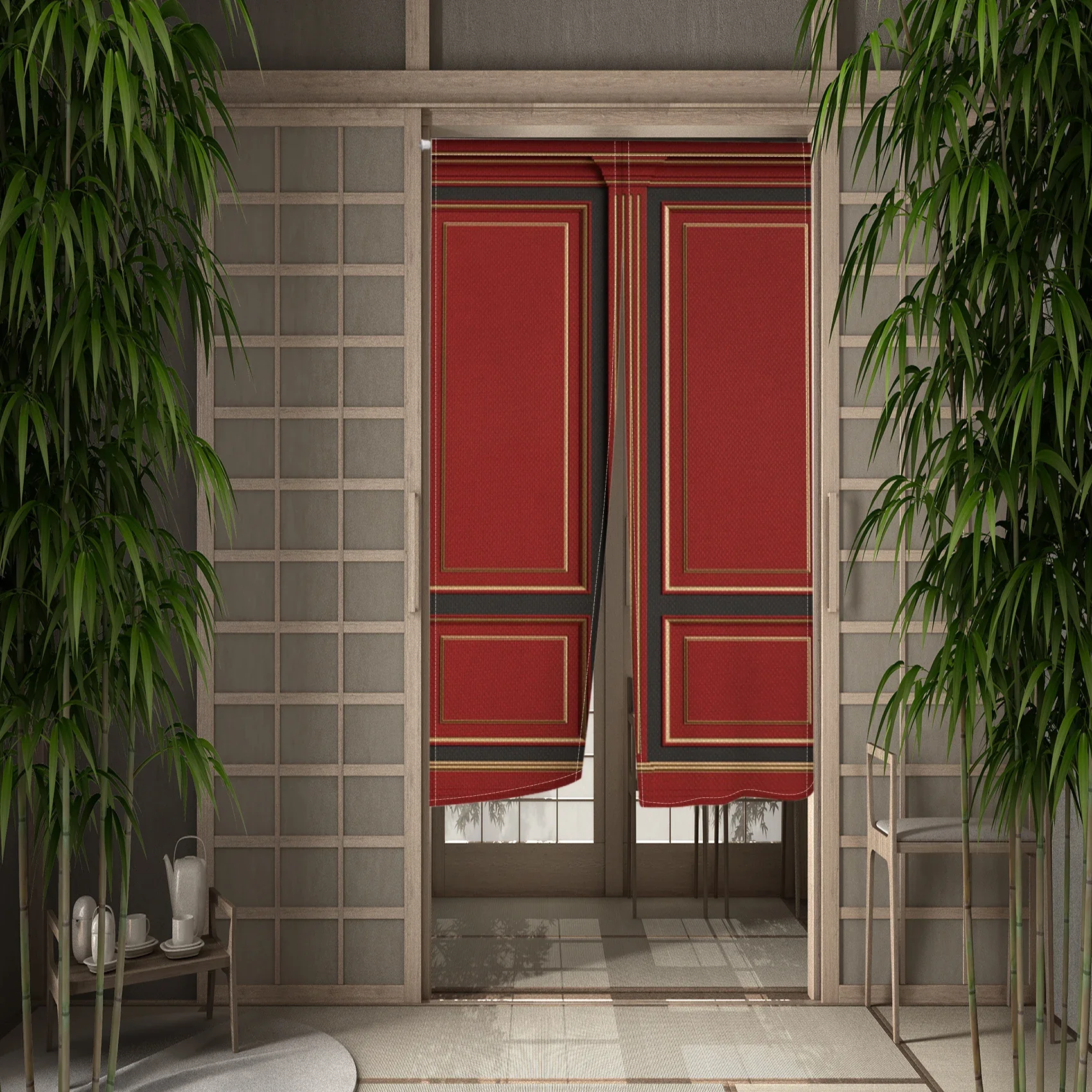 Японская дверная занавеска Noren из льна