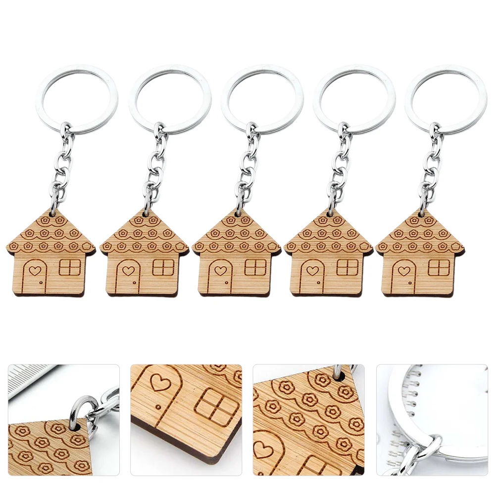 

Keychain Key Housewarming Ring Wooden House Wood Keychains Pendant Keyring Home Party Christmas Newgiftgifts Friendship Guest