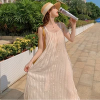 new apricot loose slip dress summer women 2022 runway elegant cute casual y2k sundress beach vacation party night long vestidos