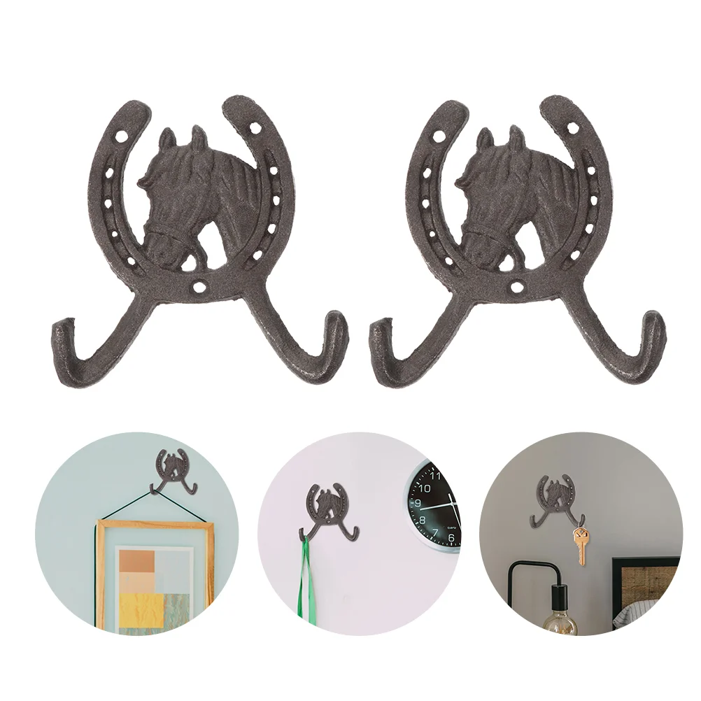 

4Pcs Wall-mounted Hangers Vintage Horseshoe Shaped Clothes Hooks for Home