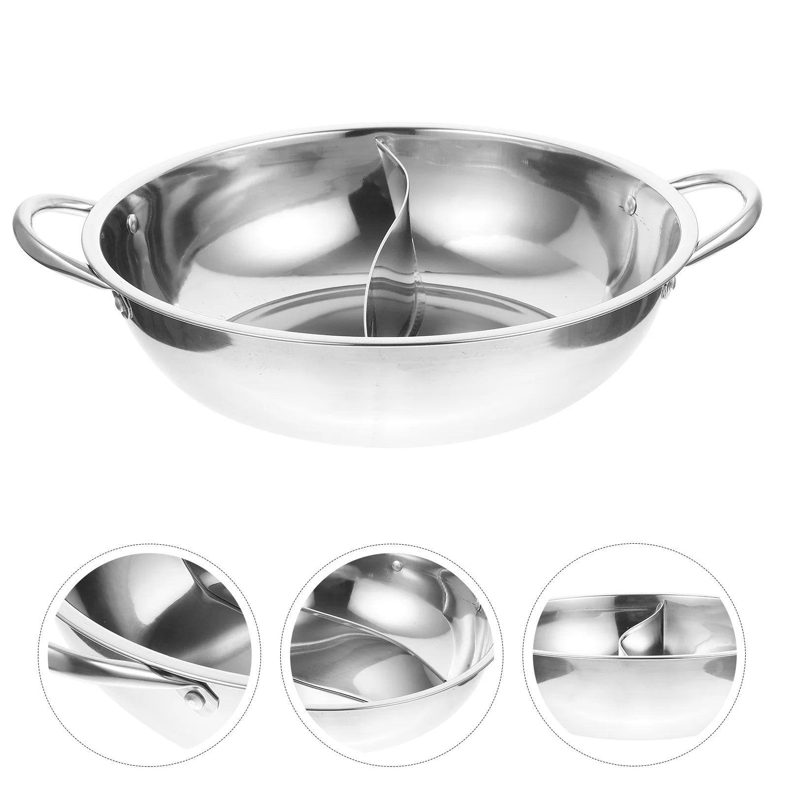 

Hot Pot Mandarin Duck Frying Pan Lid Divided Skillet Stainless Steel Household Cooking Utensil